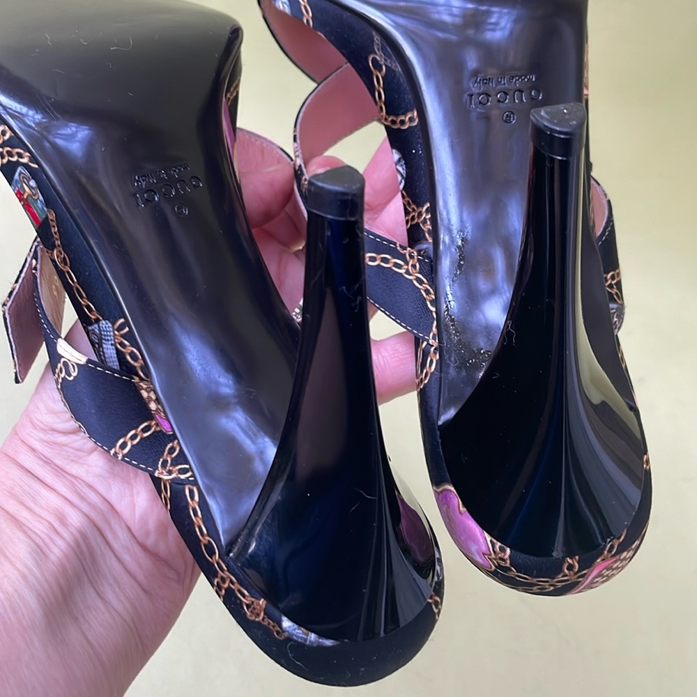 Gucci vintage multicolored satin/leather heels - Picture 15 of 16